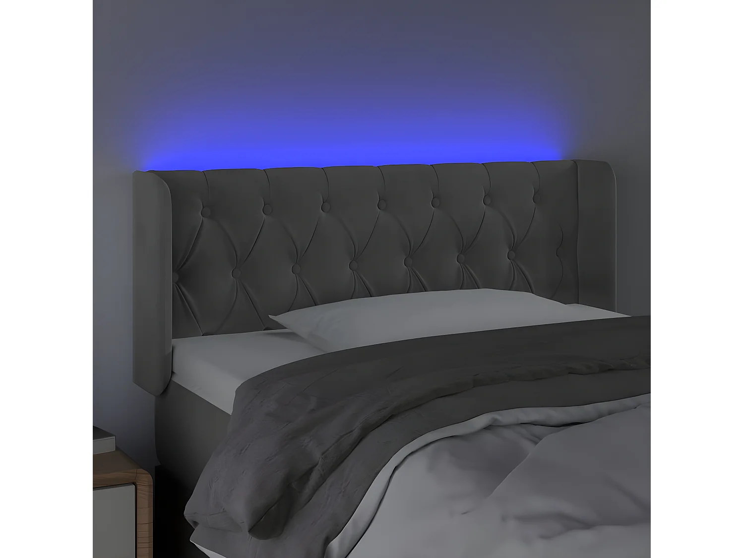 Tête de lit à LED Gris clair 93x16x78/88 cm Velours POI37073 BonneVie Meuble