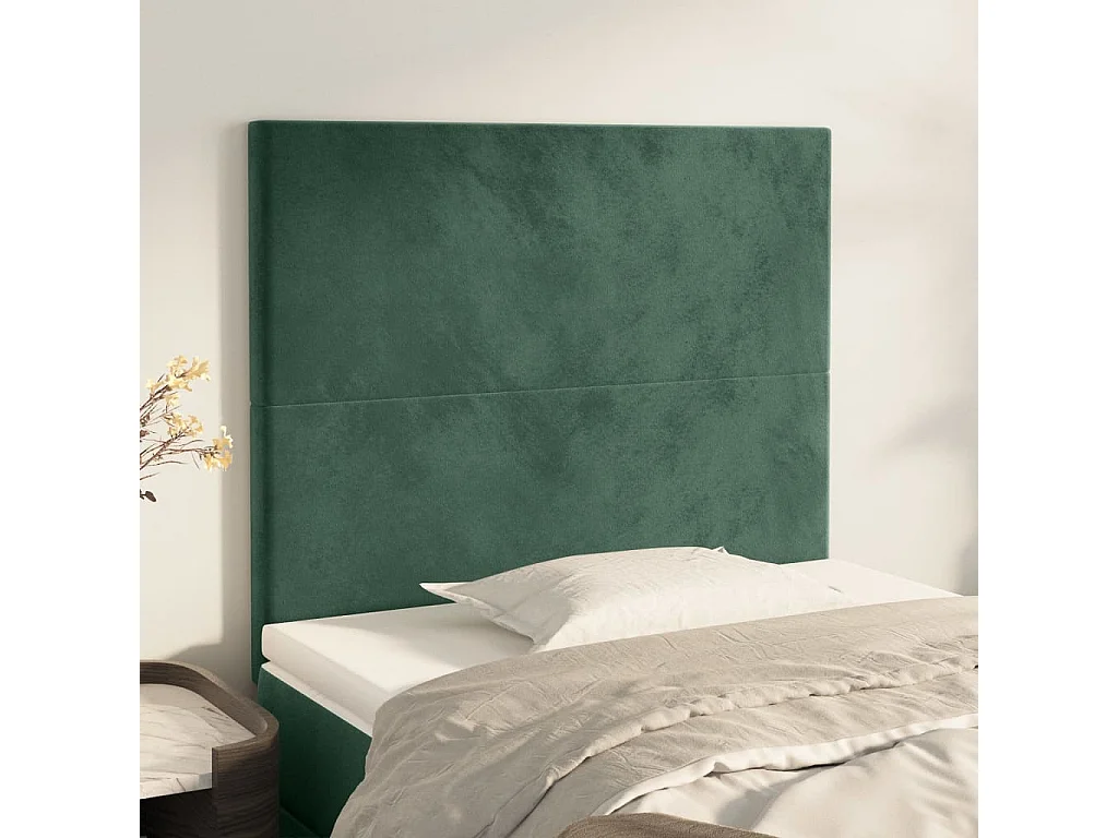 Cabeceira de cama 2 pcs veludo 100x5x78/88 cm verde-escuro PT351365
