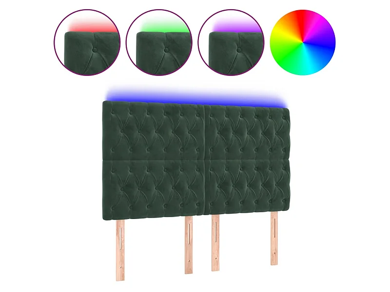 LED Kopfteil,Bettkopfteil Dunkelgrün 144x7x118/128 cm Samt -gkd182087