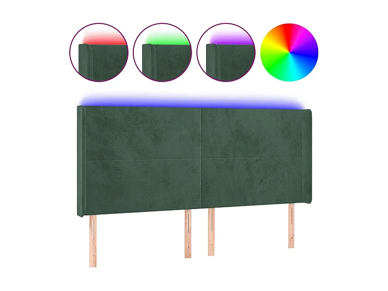 LED Kopfteil,Bettkopfteil Dunkelgrün 163x16x118/128 cm Samt -gkd819752