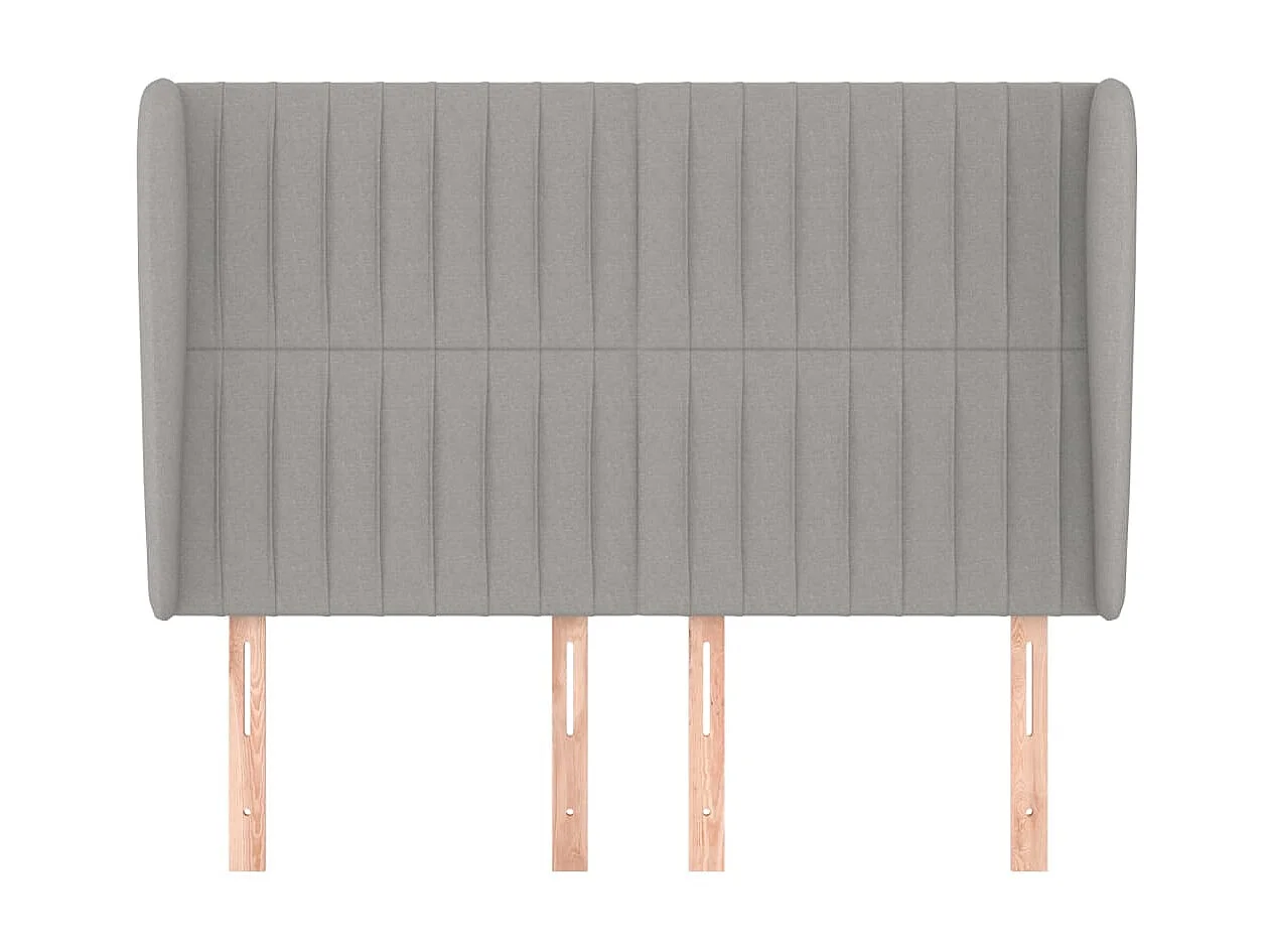 Tête de lit avec oreilles Gris clair 147x23x118/128 cm Tissu POI36521 BonneVie Meuble