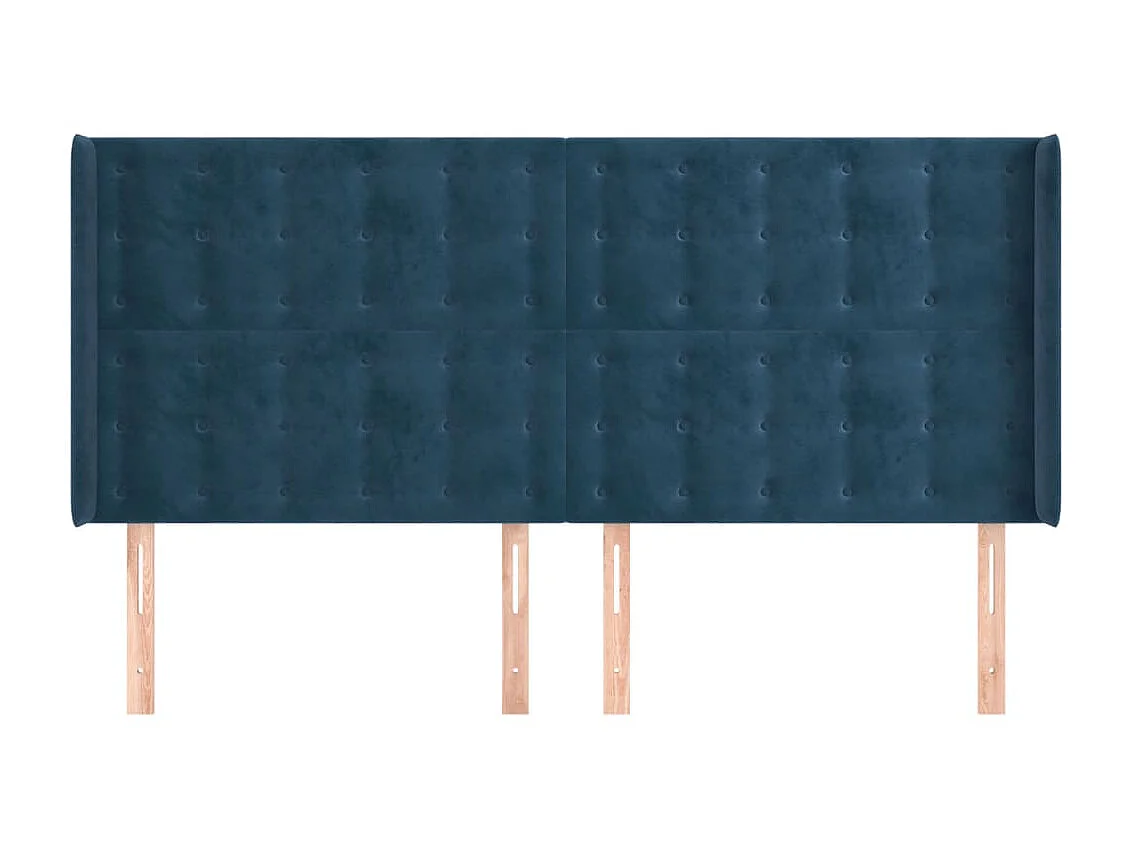 Tête de lit avec oreilles Bleu foncé 163x16x118/128 cm Velours POI54575 BonneVie Meuble