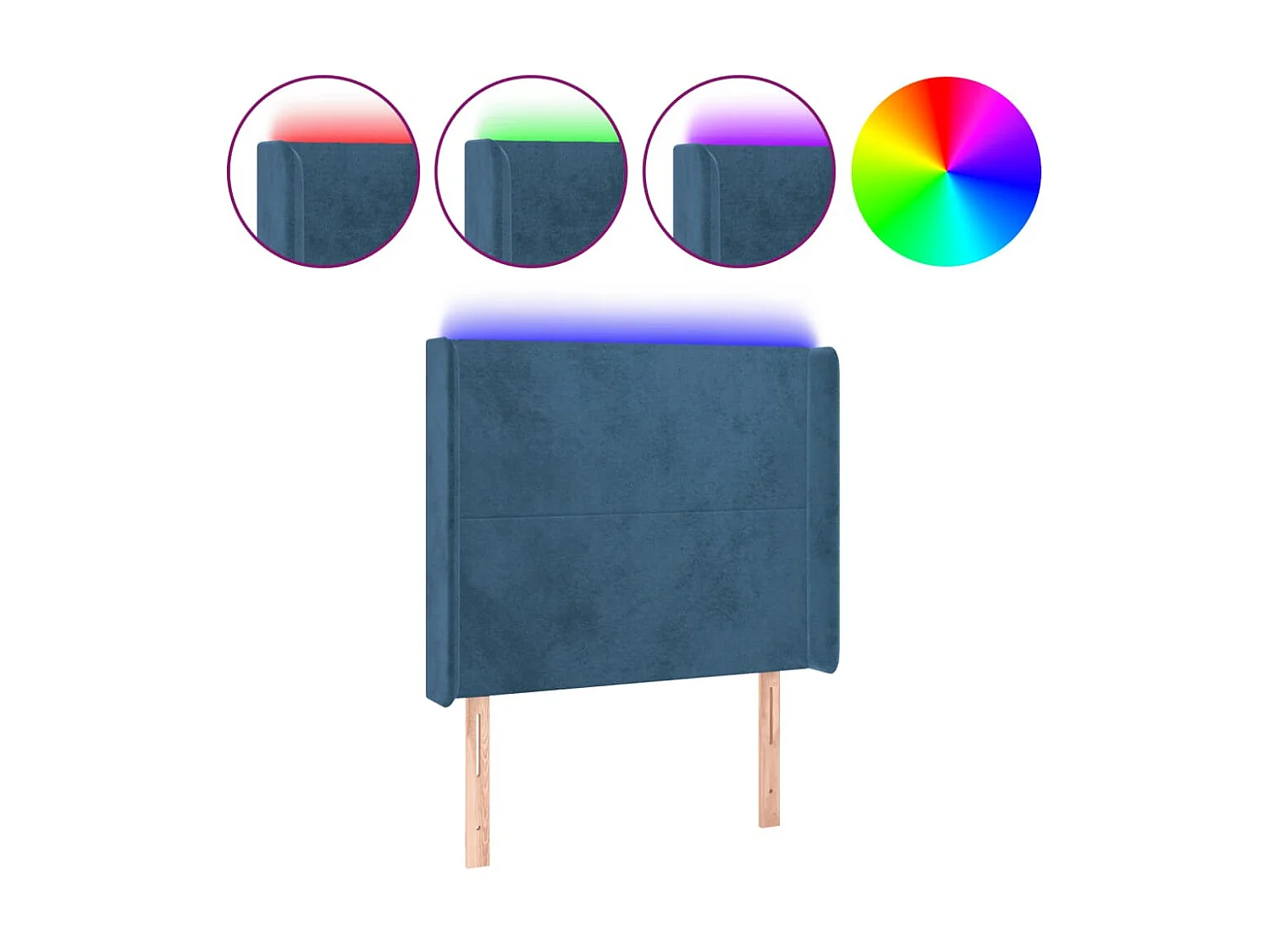 LED Kopfteil,Bettkopfteil Dunkelblau 93x16x118/128 cm Samt -gkd641047