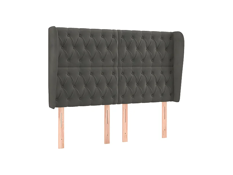 Cabecero con orejas de terciopelo gris oscuro 163x23x118/128 cm ES63579