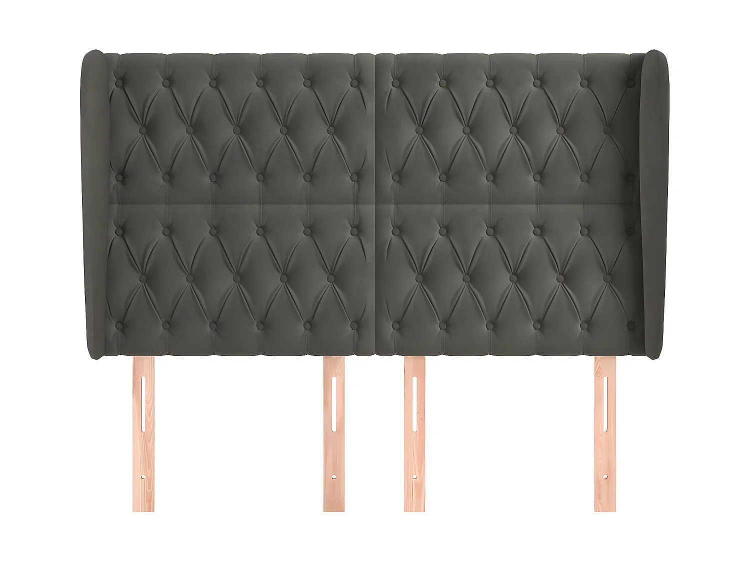 Tête de lit avec oreilles Gris foncé 163x23x118/128 cm Velours POI12298 BonneVie Meuble