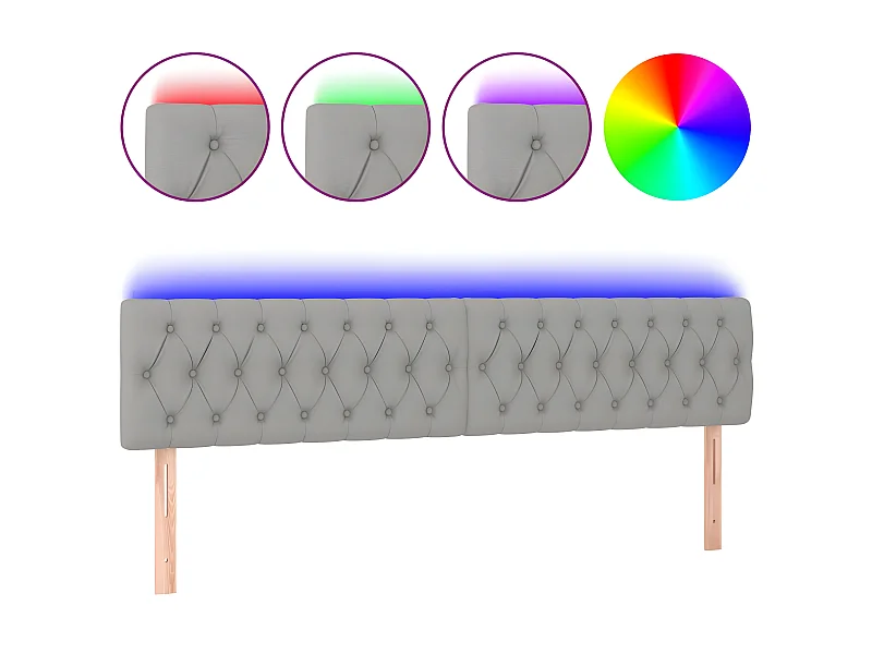Hoofdbord LED 200x7x78/88 cm stof lichtgrijs NL696475