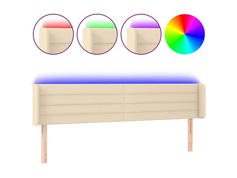 Hoofdbord LED 183x16x78/88 cm stof crèmekleurig NL105727