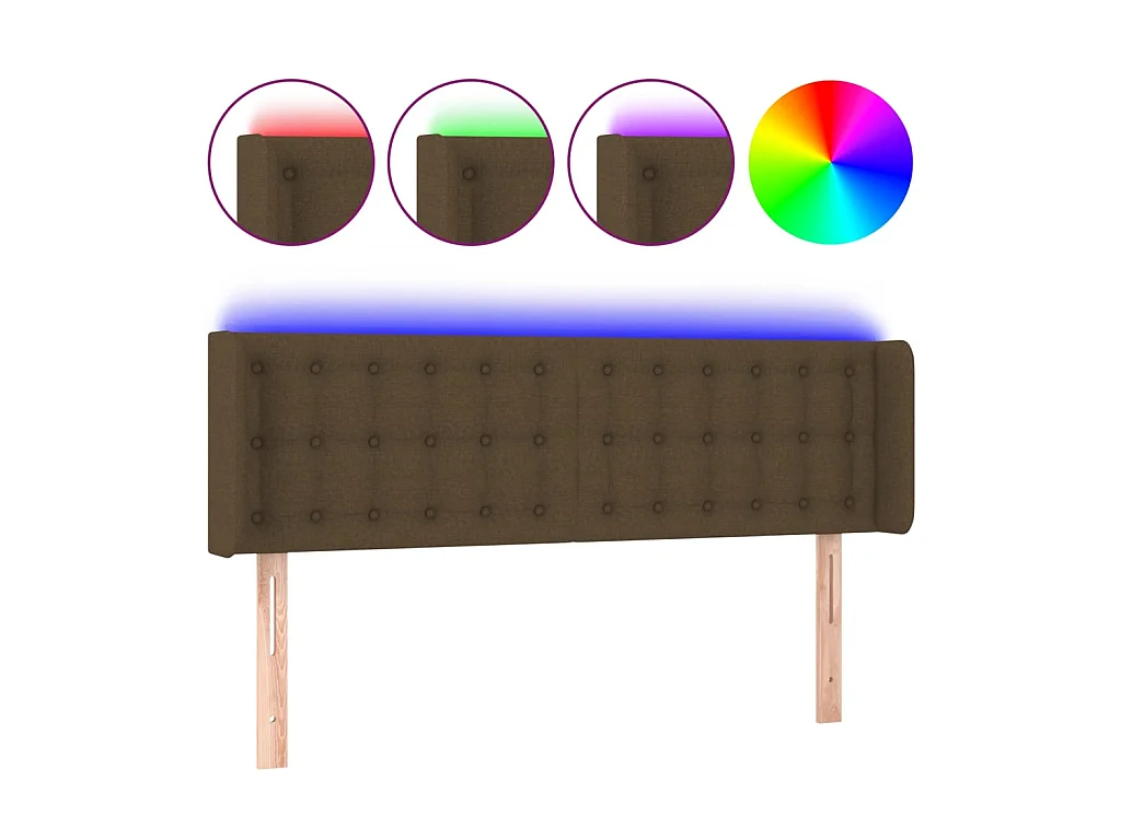 Testiera | Testata del letto a LED Marrone Scuro 147x16x78/88 cm in Tessuto