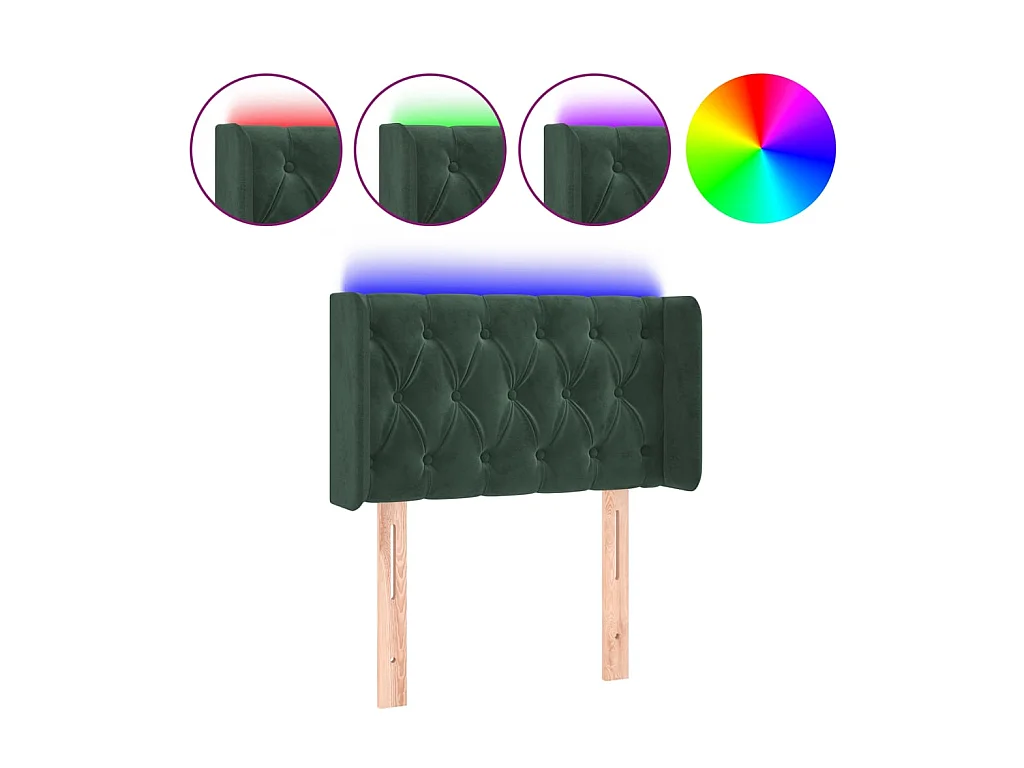 Tête de lit à LED Vert foncé 83x16x78,88 cm Velours LKC49770 BonneVie Meuble