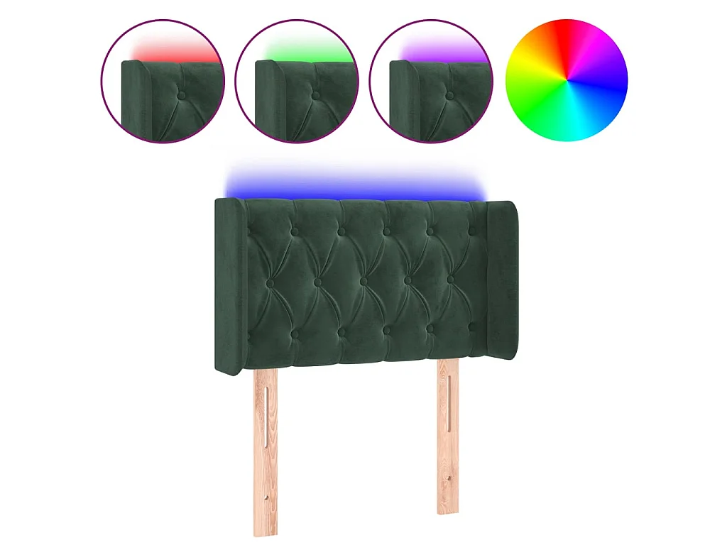 Tête de lit à LED Vert foncé 83x16x78,88 cm Velours LKC49770 BonneVie Meuble