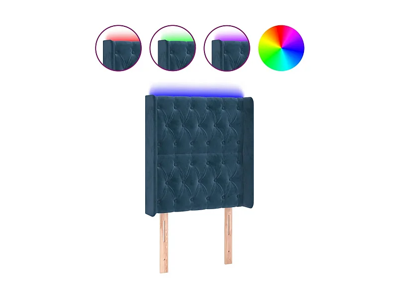 Tête de lit à LED Bleu foncé 83x16x118/128 cm Velours POI93216 BonneVie Meuble