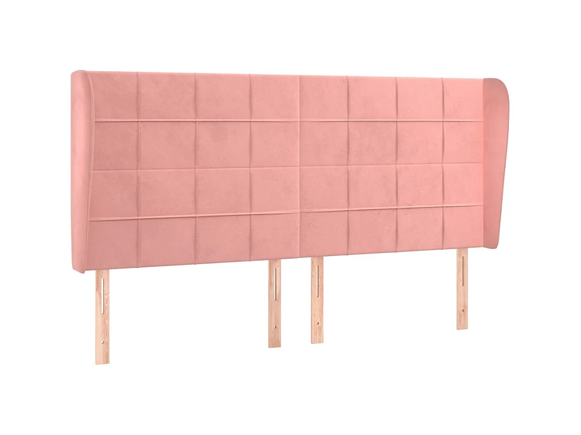 Tête de lit avec oreilles Rose 203x23x118/128 cm Velours POI35010 BonneVie Meuble