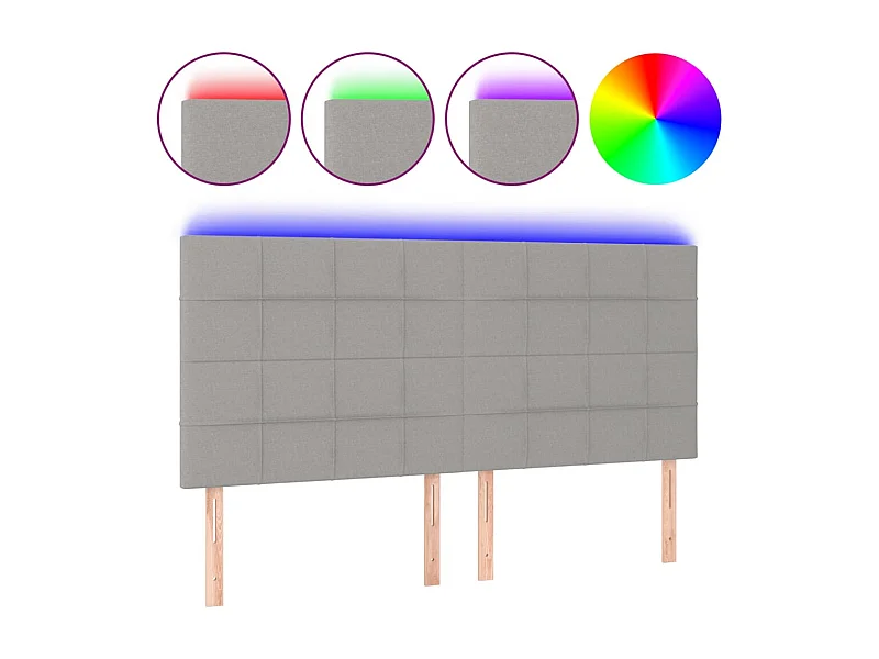 Hoofdbord LED 180x5x118/128 cm stof lichtgrijs NL143769
