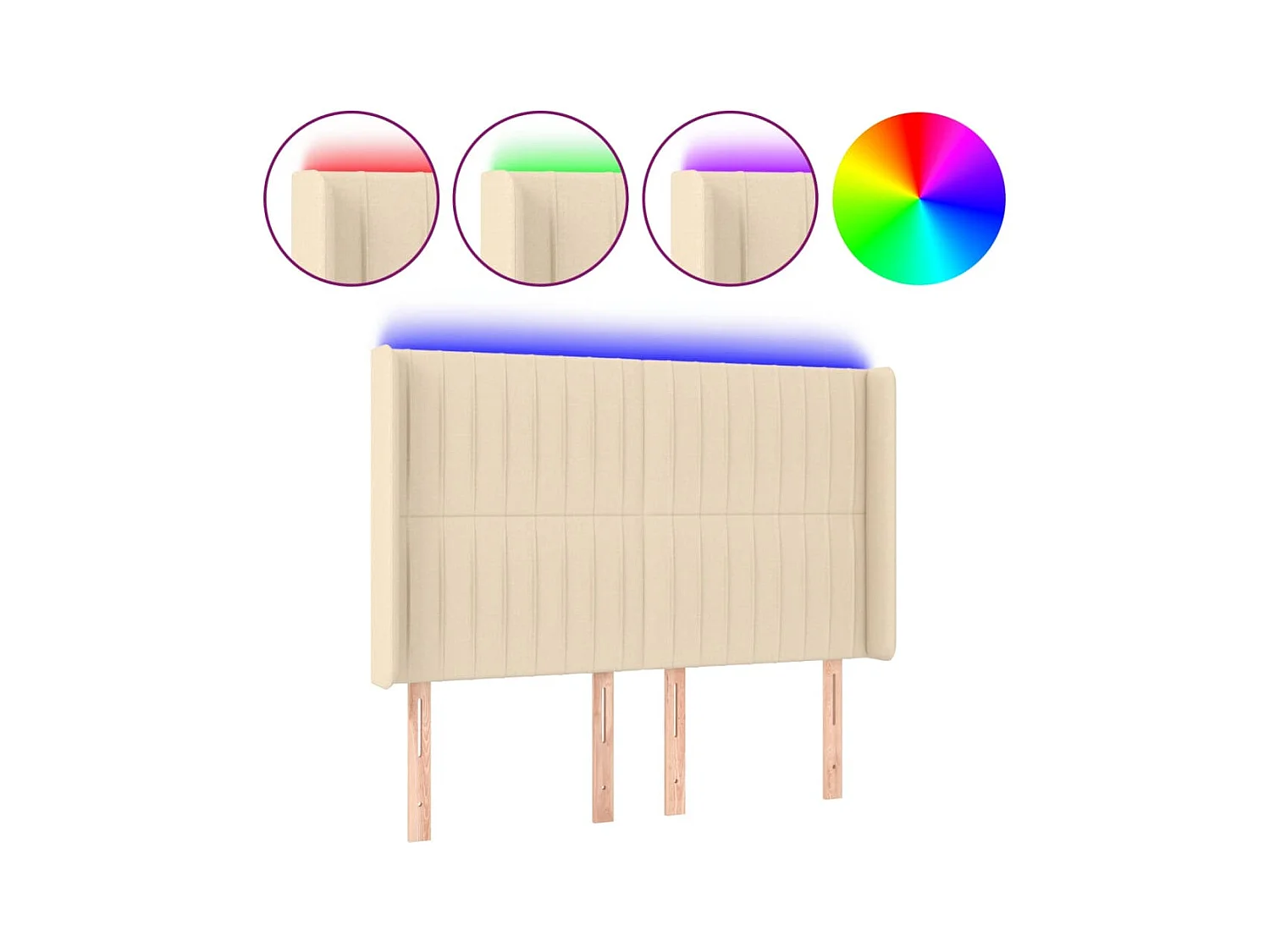 Tête de lit à LED Crème 147x16x118/128 cm Tissu POI32055 BonneVie Meuble