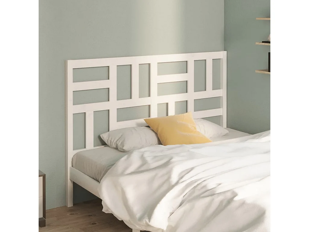 Tête de lit Blanc 156x4x104 cm Bois massif de pin POI16400 BonneVie Meuble