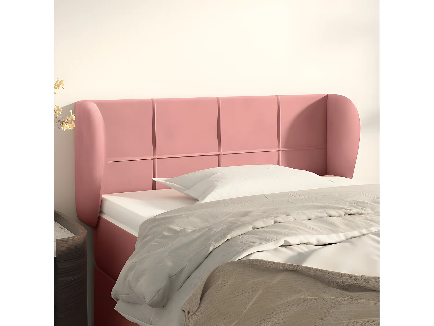 Tête de lit avec oreilles Rose 93x23x78/88 cm Velours POI57069 BonneVie Meuble