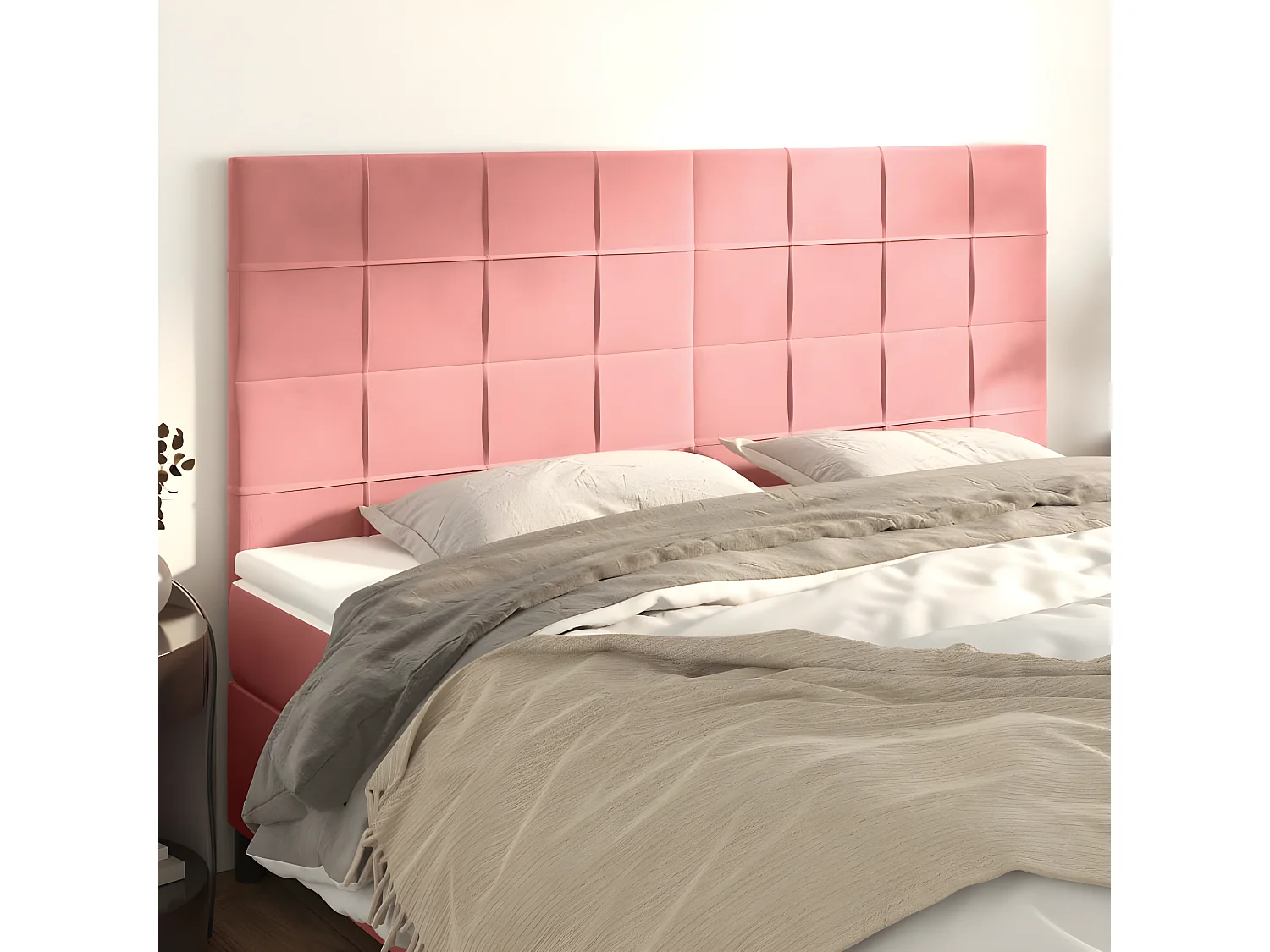 Têtes de lit 4 pcs Rose 90x5x78,88 cm Velours PEWV67724 BonneVie Meuble