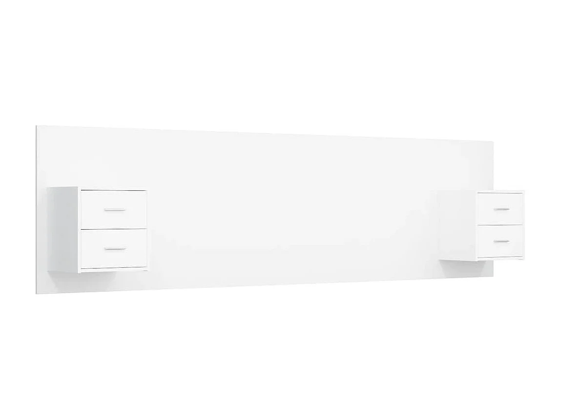 Tête de lit avec armoires Blanc Bois d’ingénierie POI60571 BonneVie Meuble