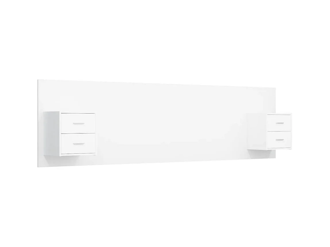 Tête de lit avec armoires Blanc Bois d’ingénierie POI60571 BonneVie Meuble