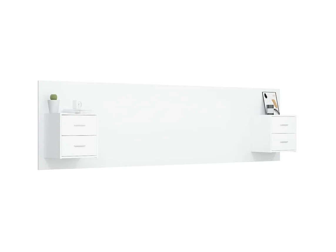 Kopfteil,Bettkopfteil mit Nachttischen Weiß Holzwerkstoff -gkd198223