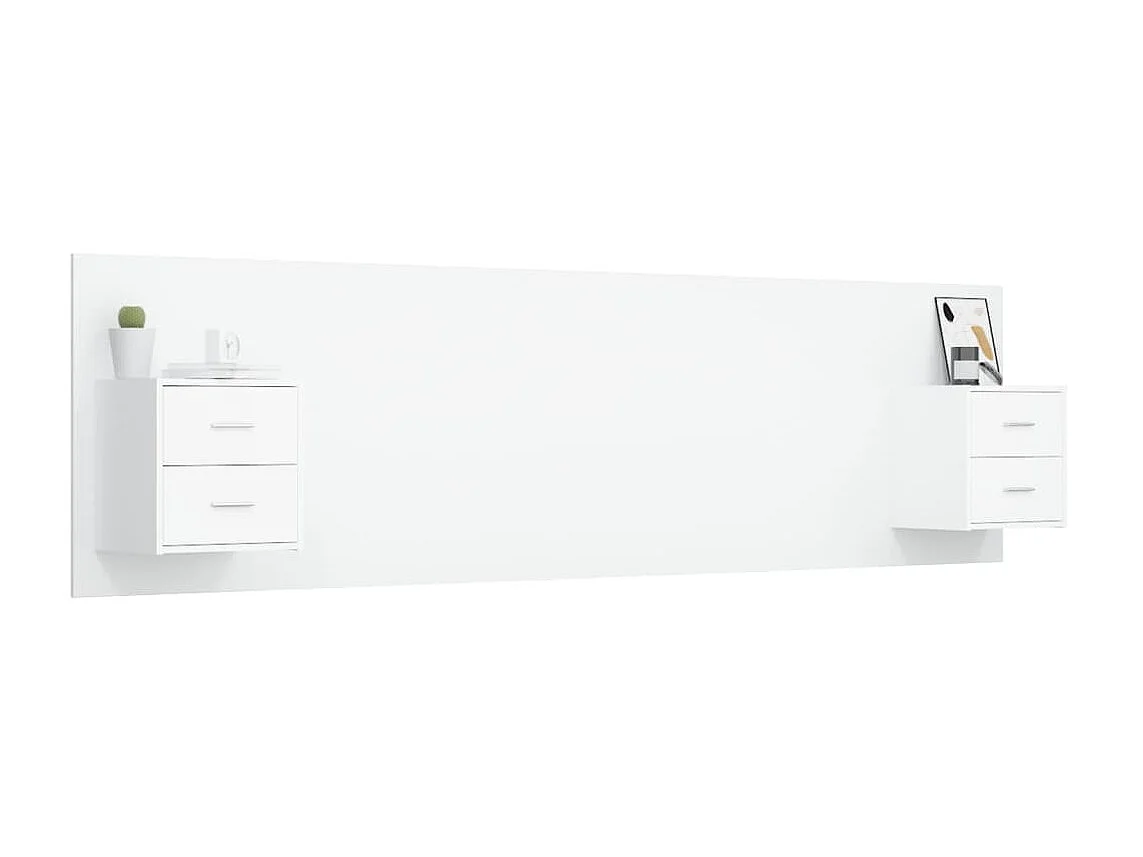 Tête de lit avec armoires Blanc Bois d’ingénierie POI60571 BonneVie Meuble