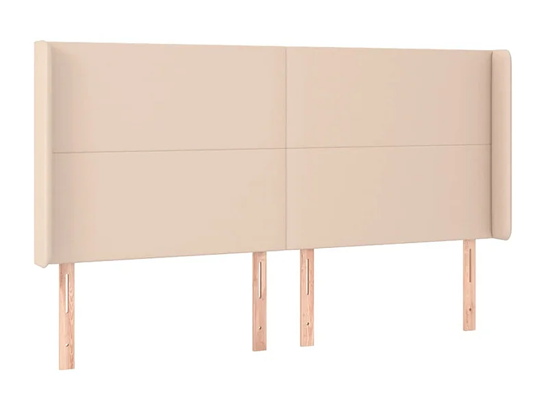 Cabeceira cama c/ abas couro artif. 183x16x118/128cm cappuccino PT299283