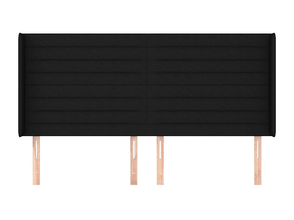 Tête de lit avec oreilles Noir 183x16x118/128 cm Tissu POI44561 BonneVie Meuble