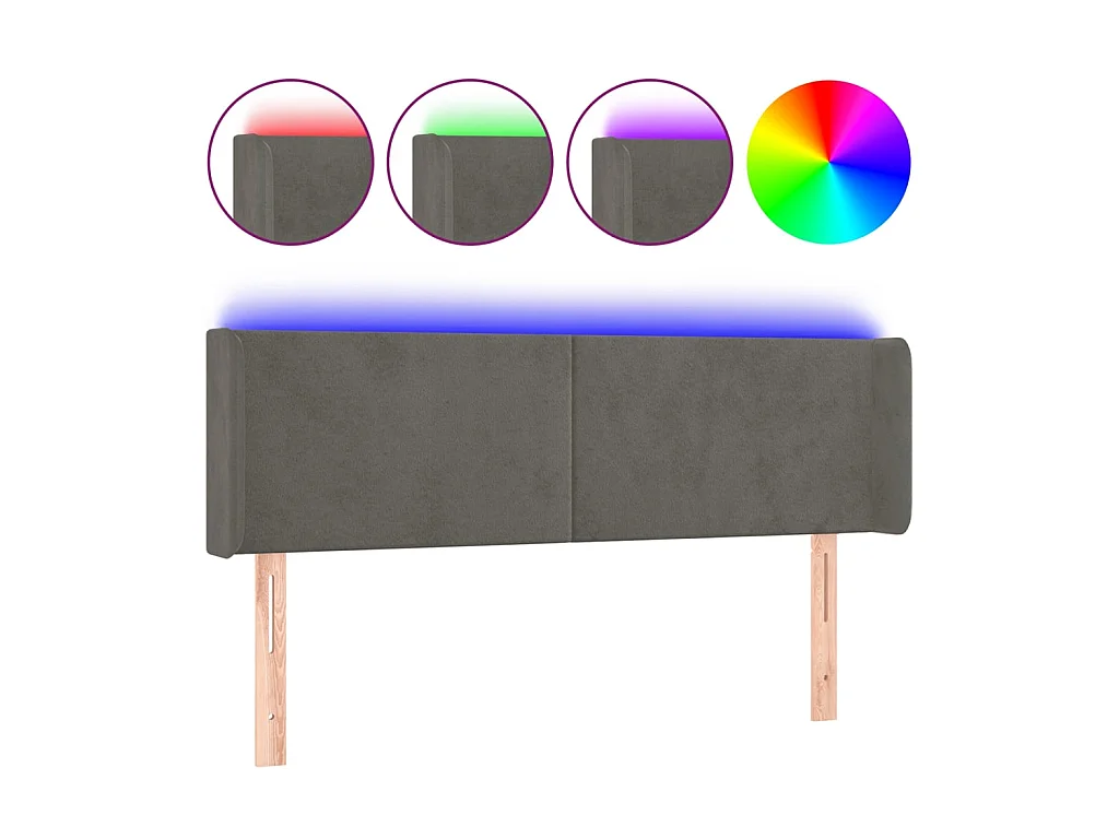 Testiera a LED Grigio Scuro 147x16x78/88 cm in Velluto CFW677756