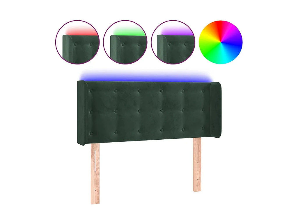 Tête de lit à LED Vert foncé 93x16x78,88 cm Velours LKC94990 BonneVie Meuble