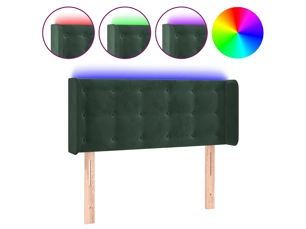 Testiera | Testata del letto a LED Verde scuro 93x16x78/88 cm in Velluto