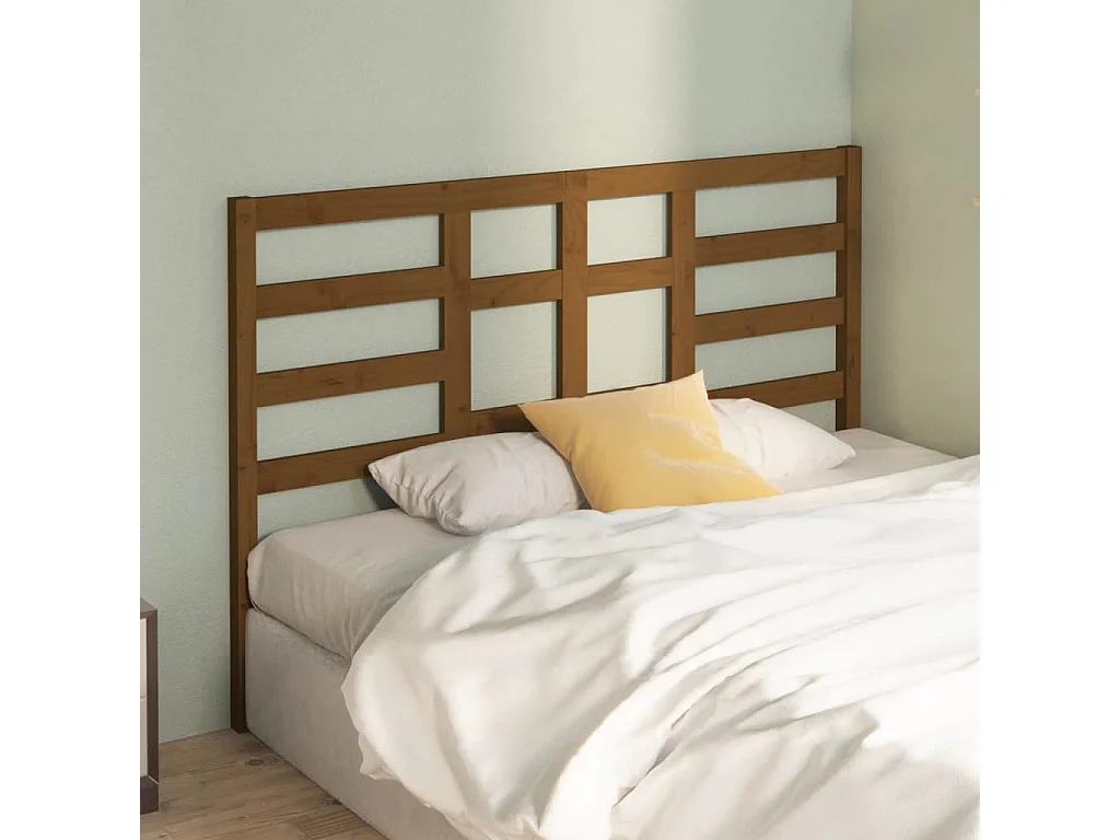 Tête de lit Marron miel 141x4x104 cm Bois massif de pin POI11325 BonneVie Meuble