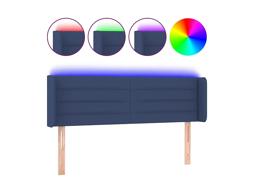 Tête de lit à LED Bleu 147x16x78/88 cm Tissu POI76784 BonneVie Meuble