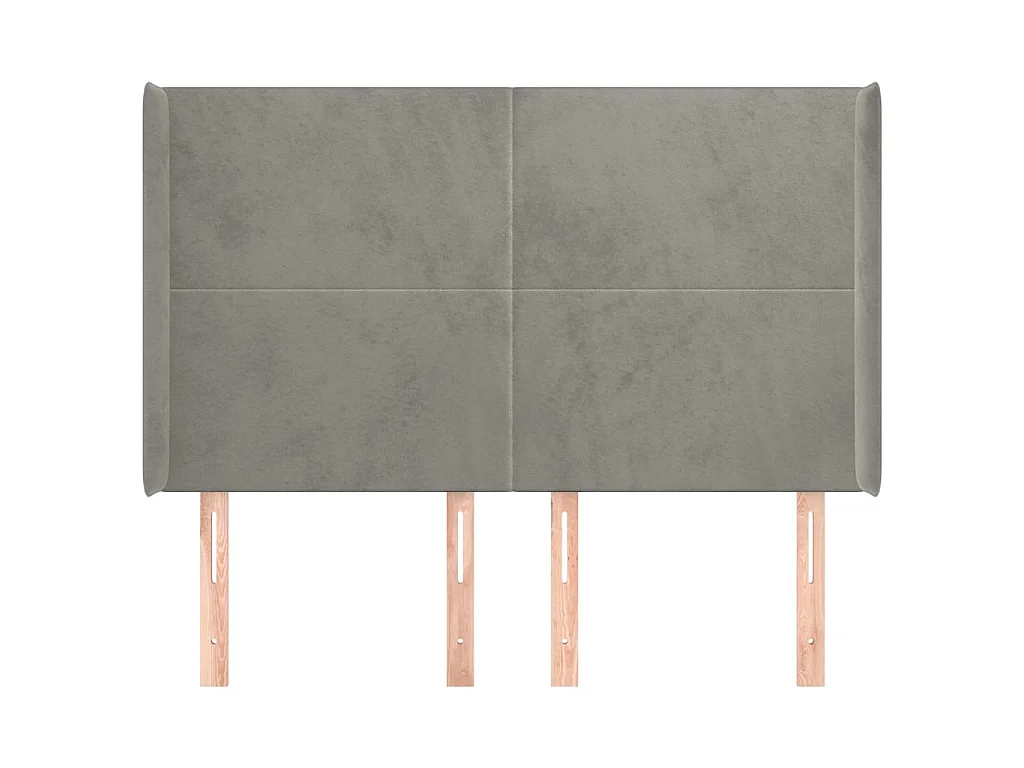 Tête de lit avec oreilles Gris clair 147x16x118/128 cm Velours POI70214 BonneVie Meuble