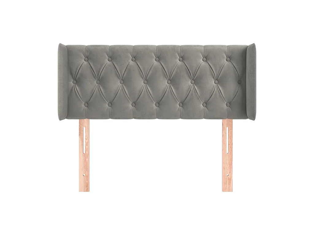 Kopfteil,Bettkopfteil mit Ohren Hellgrau 103x16x78/88 cm Samt -gkd540236