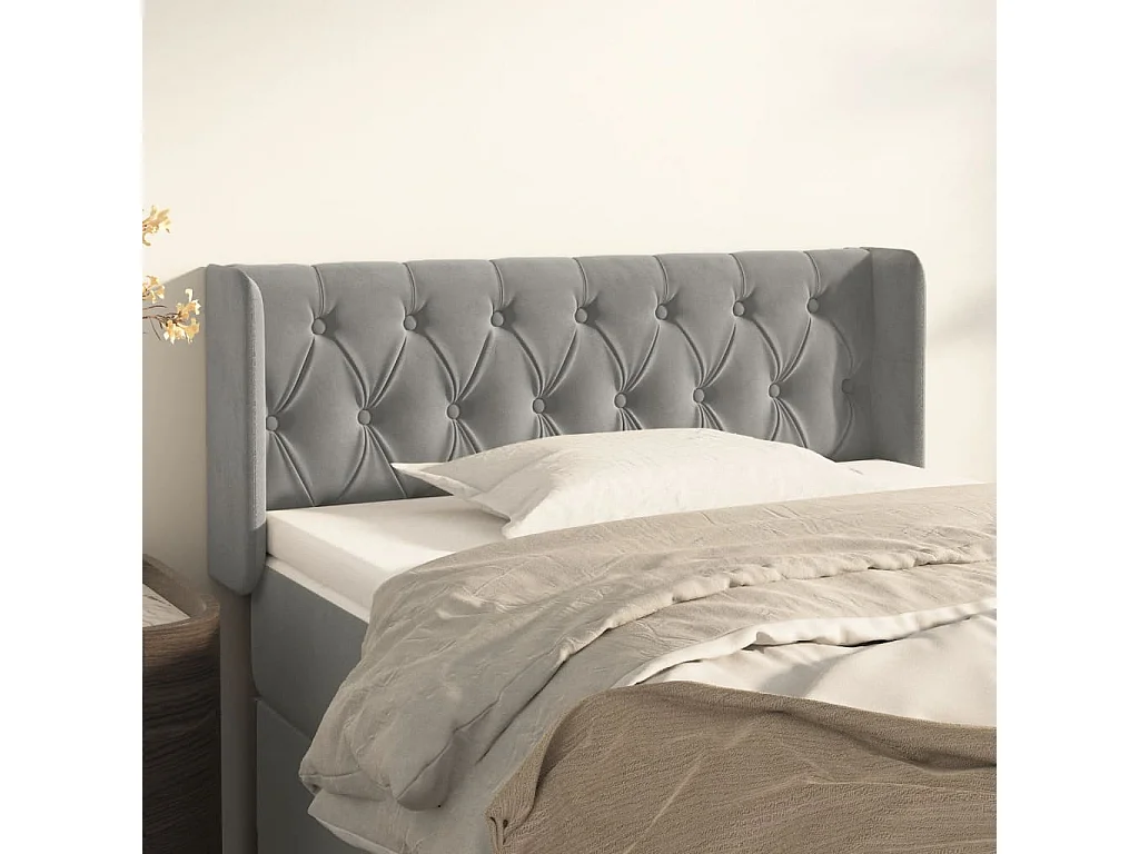 Tête de lit avec oreilles Gris clair 103x16x78/88 cm Velours POI87991 BonneVie Meuble