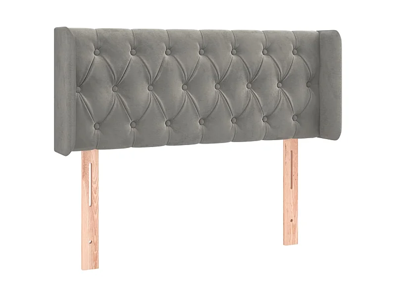 Tête de lit avec oreilles Gris clair 103x16x78/88 cm Velours POI87991 BonneVie Meuble