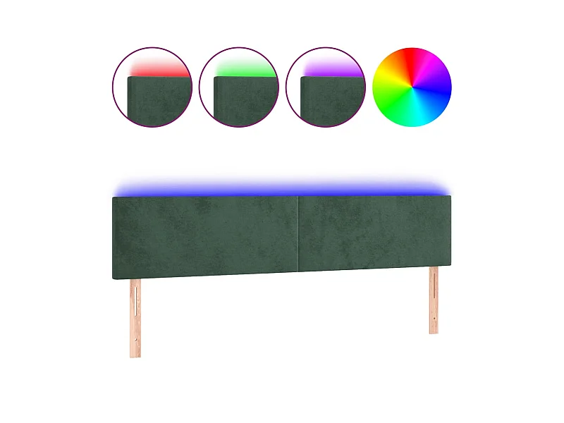 Testiera | Testata del letto a LED Verde Scuro 200x5x78/88 cm in Velluto