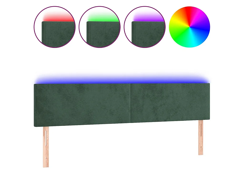Cabecero con LED de terciopelo verde oscuro 200x5x78/88 cm ES54810