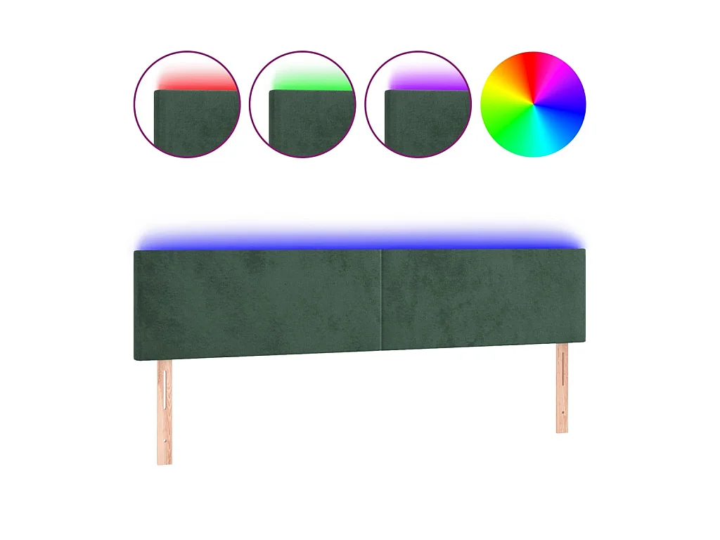 Tête de lit à LED Vert foncé 200x5x78/88 cm Velours POI35635 BonneVie Meuble