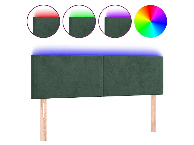 Testiera | Testata del letto a LED Verde Scuro 144x5x78/88 cm in Velluto