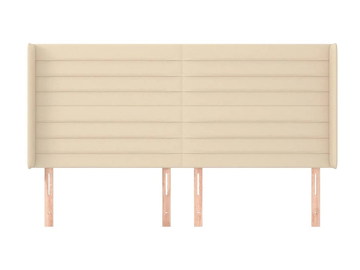 Tête de lit avec oreilles Crème 183x16x118/128 cm Tissu POI36609 BonneVie Meuble