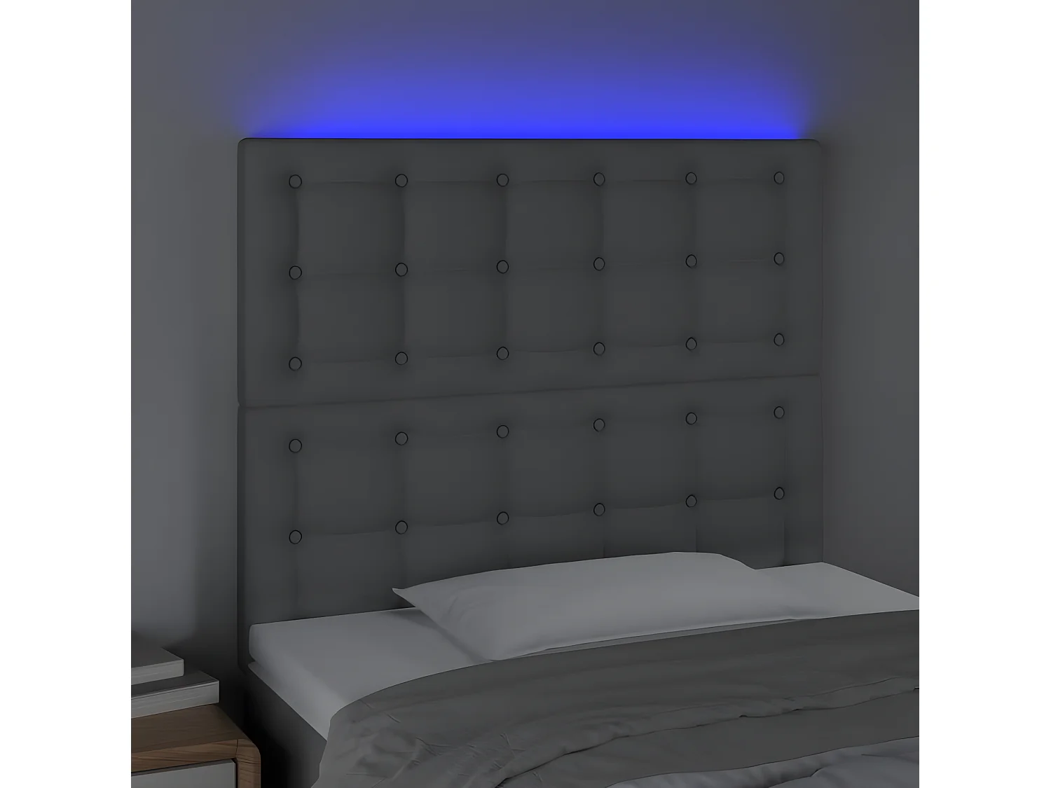 LED Kopfteil,Bettkopfteil Hellgrau 90x5x118/128 cm Stoff -gkd26380