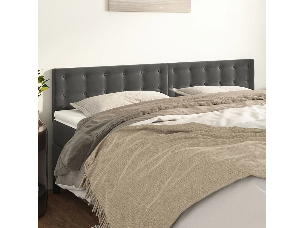 2 Pz Testiera Grigio Scuro 90x5x78/88 cm in Velluto CFW431325