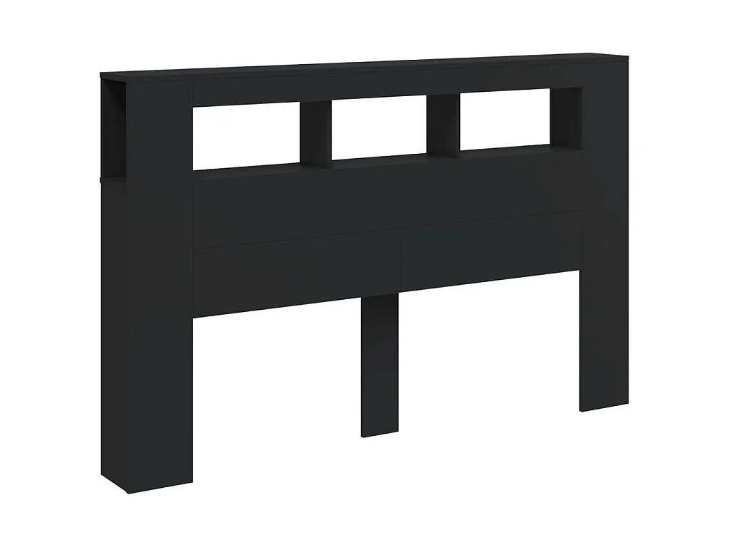 Testiera | Testata del letto LED Nera 160x18,5x103,5 cm Legno Multistrato