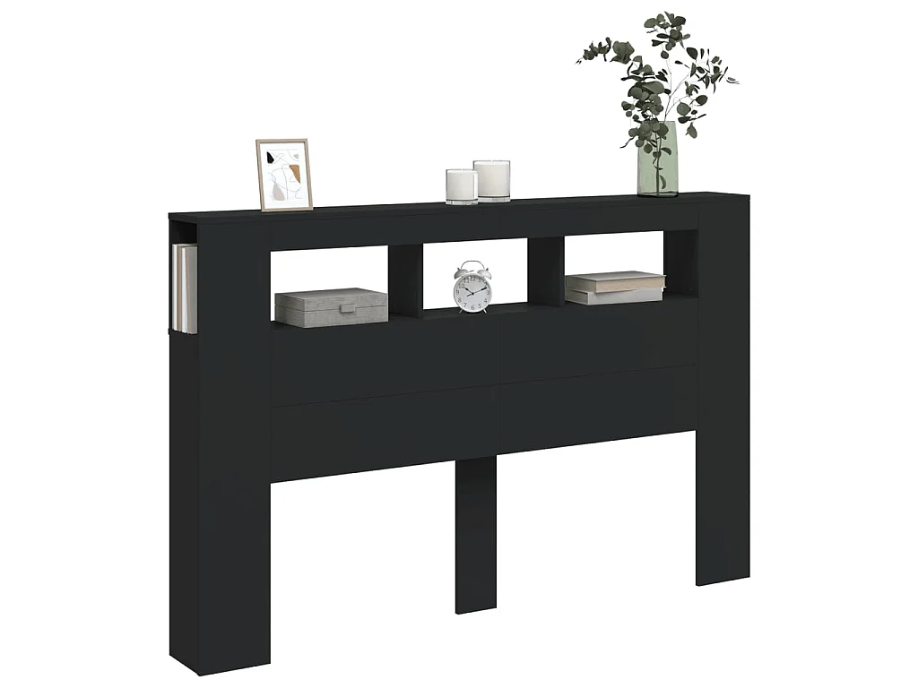 Tête de lit à LED noir 160x18,5x103,5 cm bois d'ingénierie POI34101 BonneVie Meuble