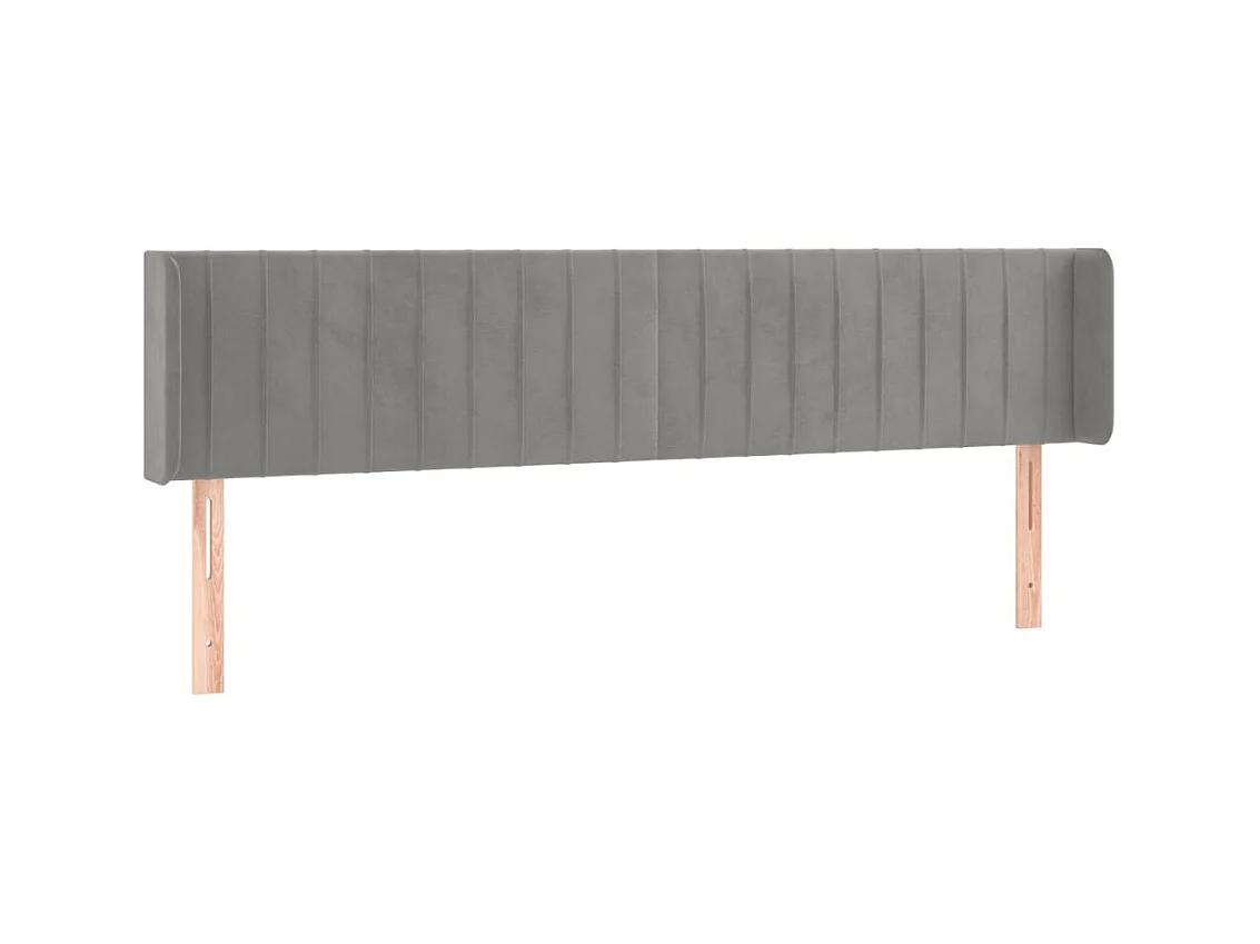 Testiera | Testata del letto ad Orecchio Grigio Chiaro 183x16x78/88 cm in Velluto