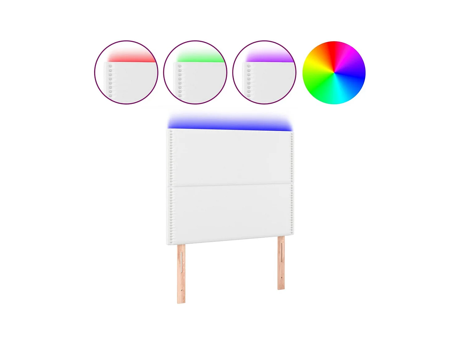 Testiera | Testata del letto a LED Bianco 100x5x118/128 cm in Similpelle