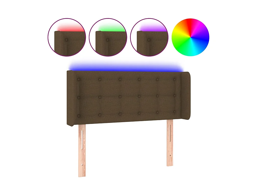Tête de lit à LED Marron foncé 83x16x78/88 cm Tissu POI92956 BonneVie Meuble