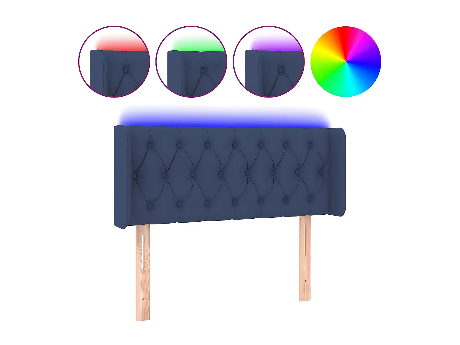 Tête de lit à LED Bleu 93x16x78/88 cm Tissu POI85789 BonneVie Meuble