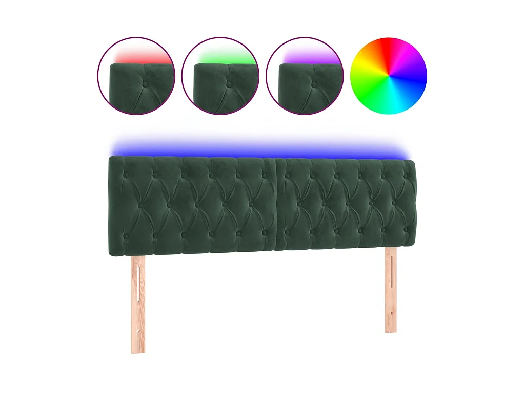 Tête de lit à LED Vert foncé 160x7x78/88 cm Velours POI55596 BonneVie Meuble